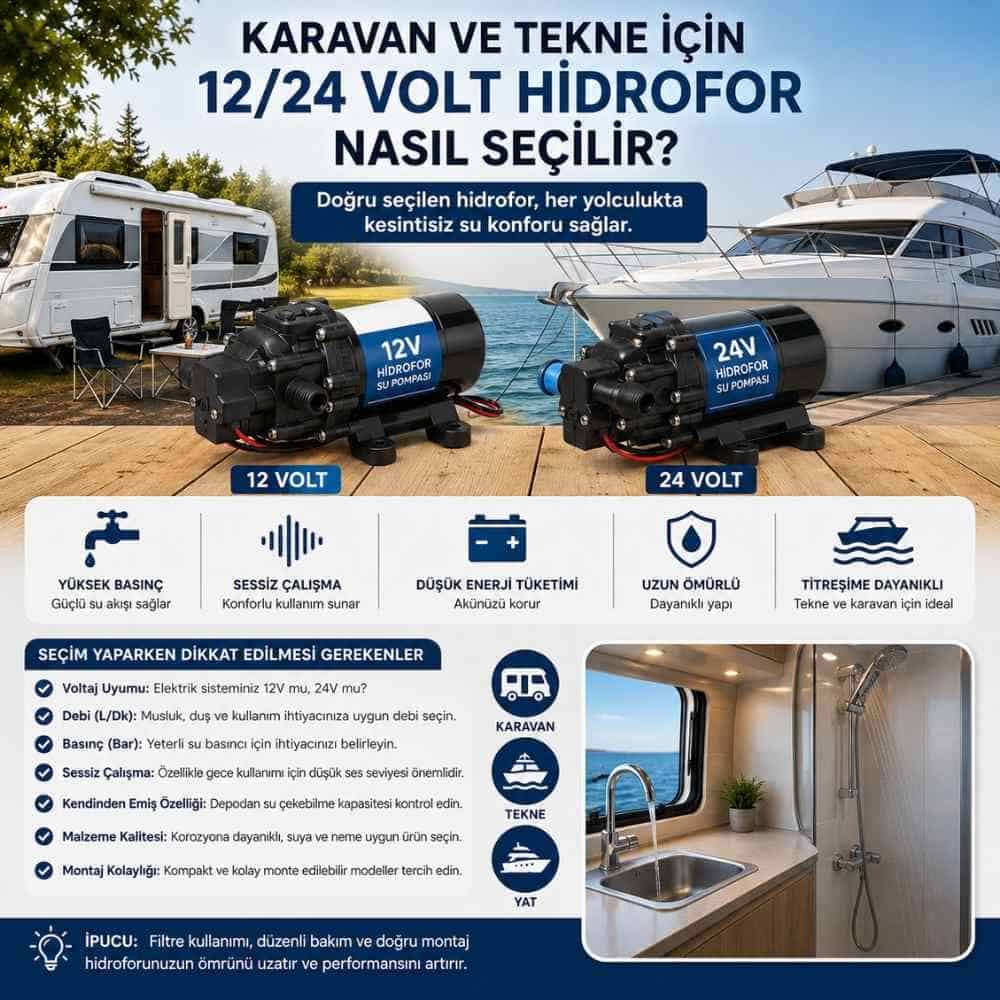 Karavan ve Tekne İçin 12/24 Volt Hidrofor Nasıl Seçilir?